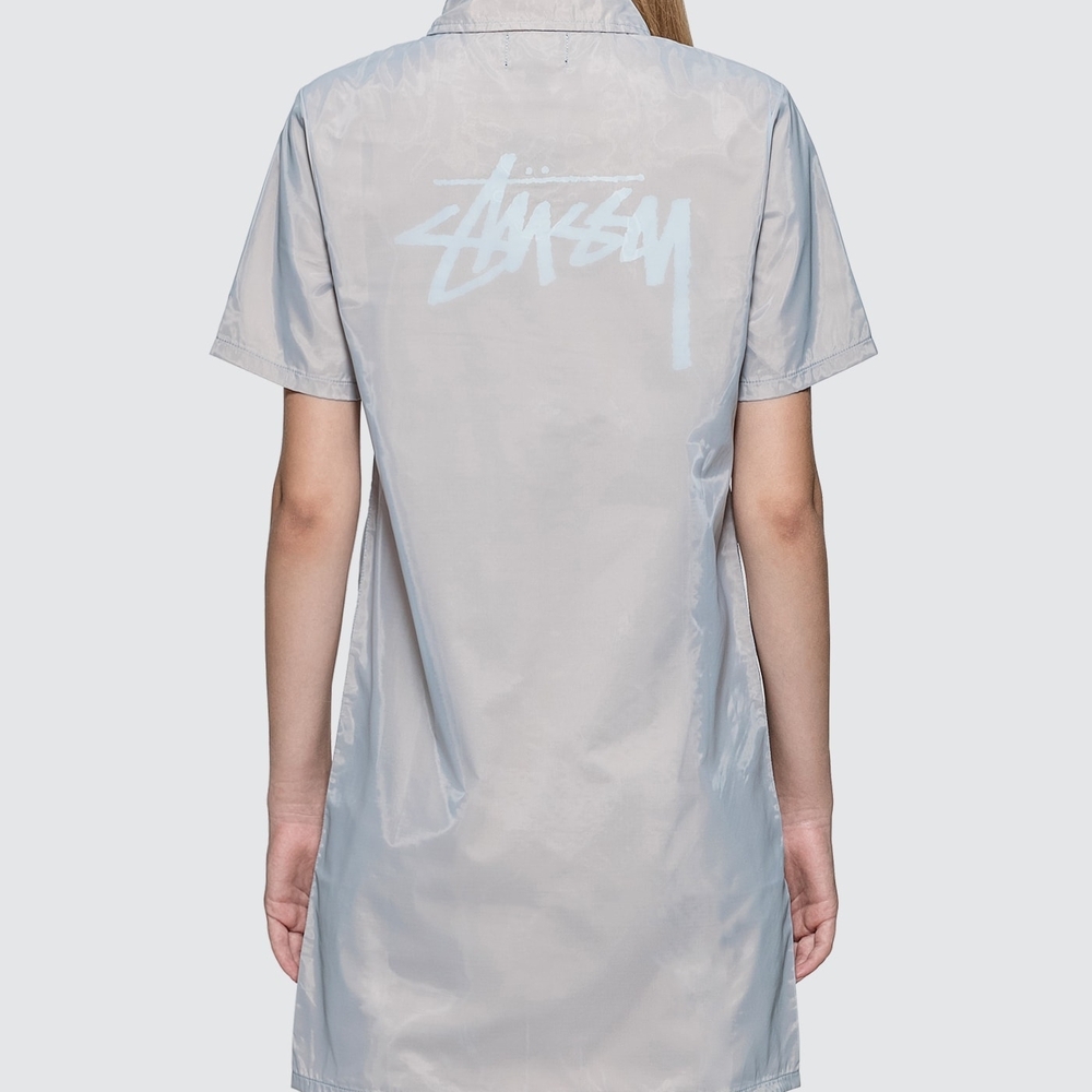 Stussy Gray Short Sleeve Shirt Dress